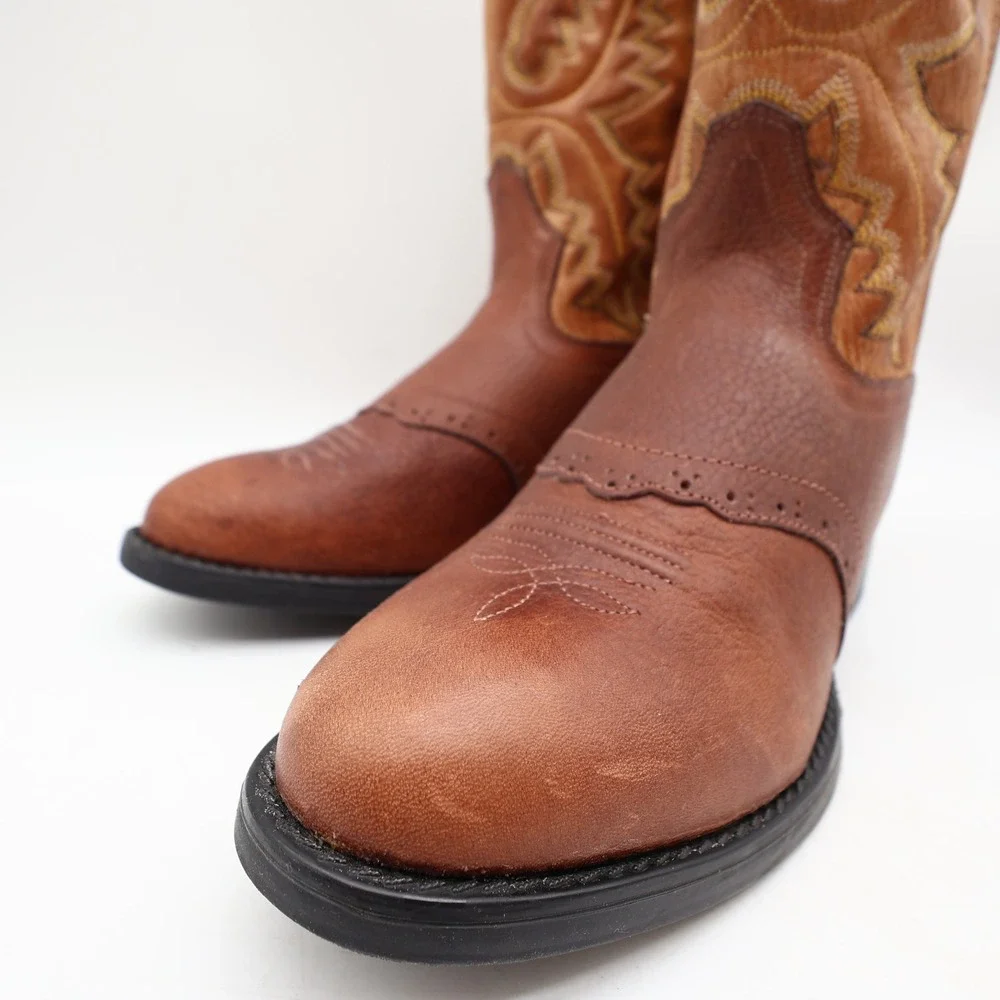 Old West 1936 Western Boots Kids 3.0 Brown Leather NWT
